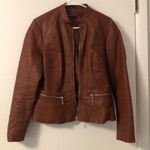 Baccini brown quilted leather jacket